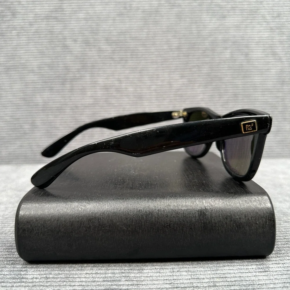 Pacific Eye Sunglasses Made in France Black Wayfarer Gold Detail Vintage Style